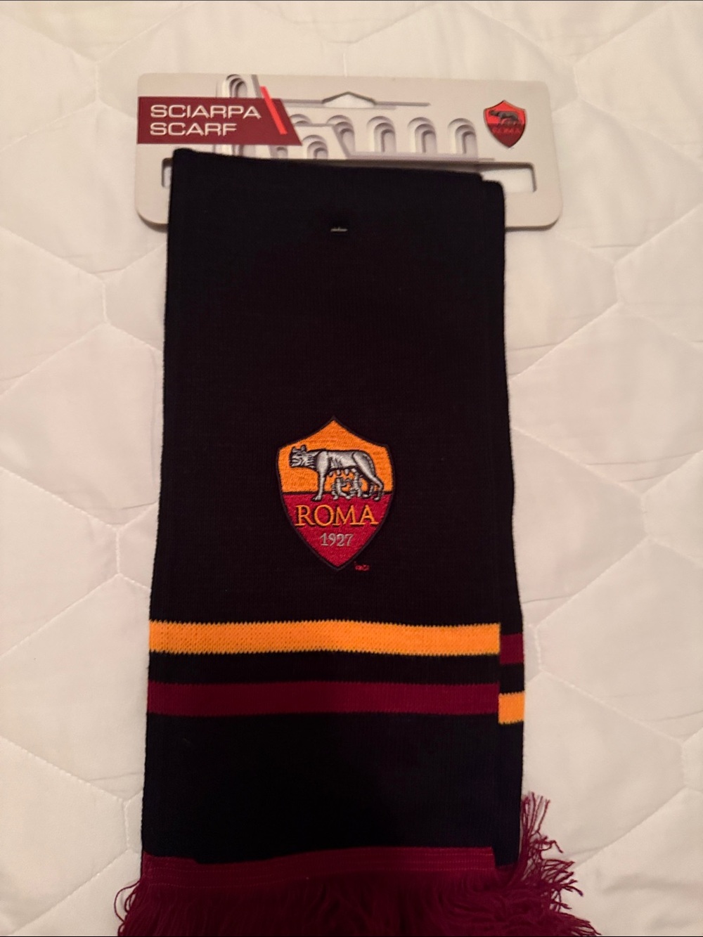 FIFA Roma Black Scarf with Maroon and Gold Stripe Accent
